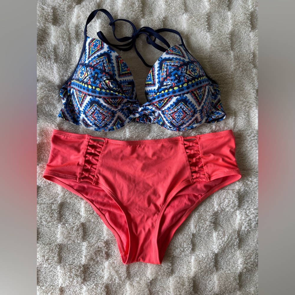 La Vie En Rose Blue and Coral Bikini
